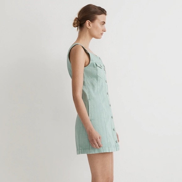 MADEWELL NWOT Denim Sleeveless Seamed Mini Dress in Storied Sea - Picture 2 of 10